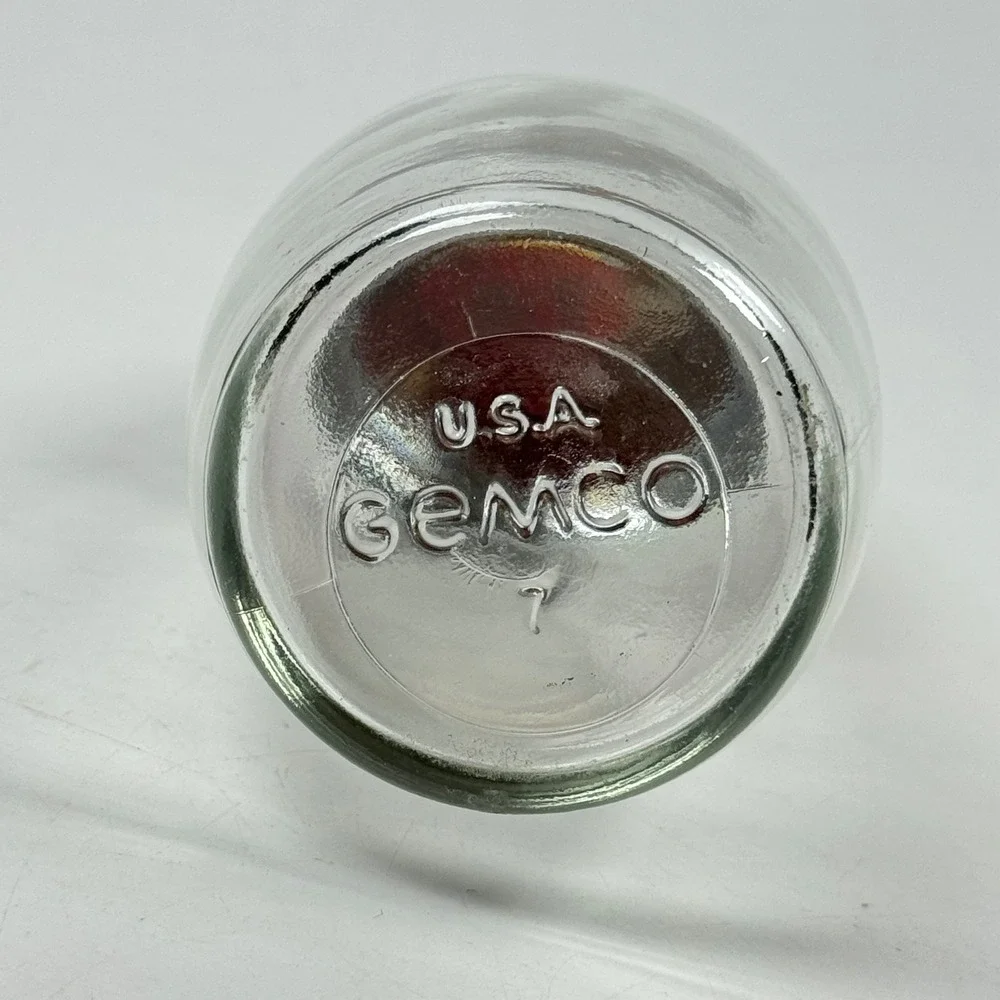 Vintage Gemco Glass Sugar Dispenser Chrome Lid Yellow Button MCM Made in USA